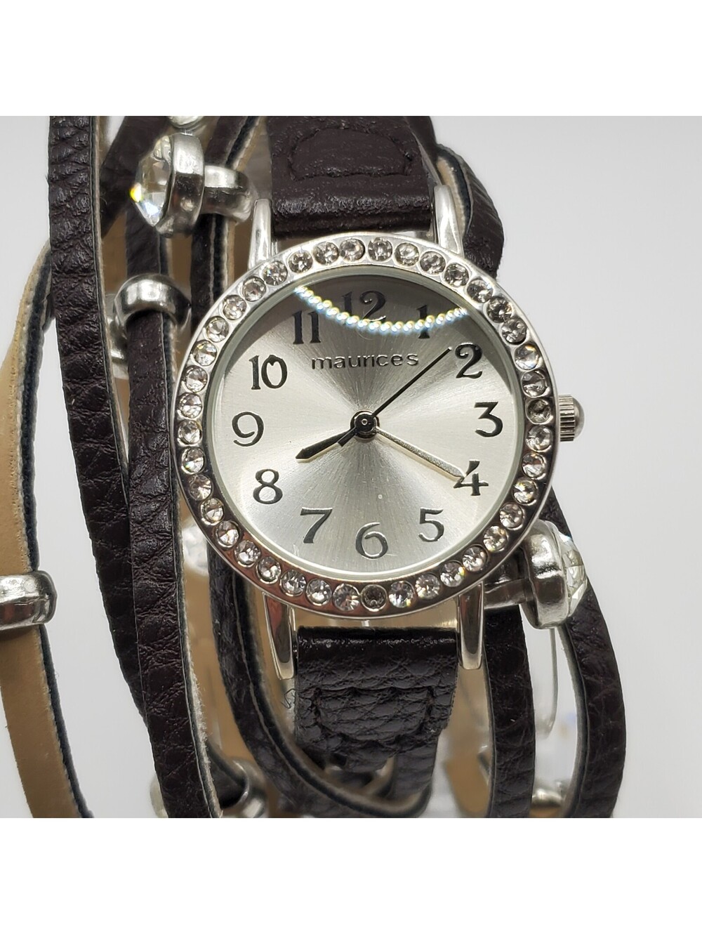 Maunces Womens Quartz Watch Strip Leather Cuff  New Battery
